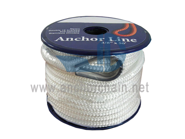 Nylon dobbel flettet ankertau med Ss316 fingerbøl